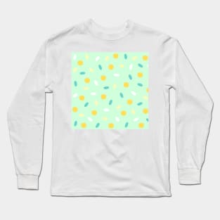 Pastel Green, Blue, Yellow Dot Print Long Sleeve T-Shirt